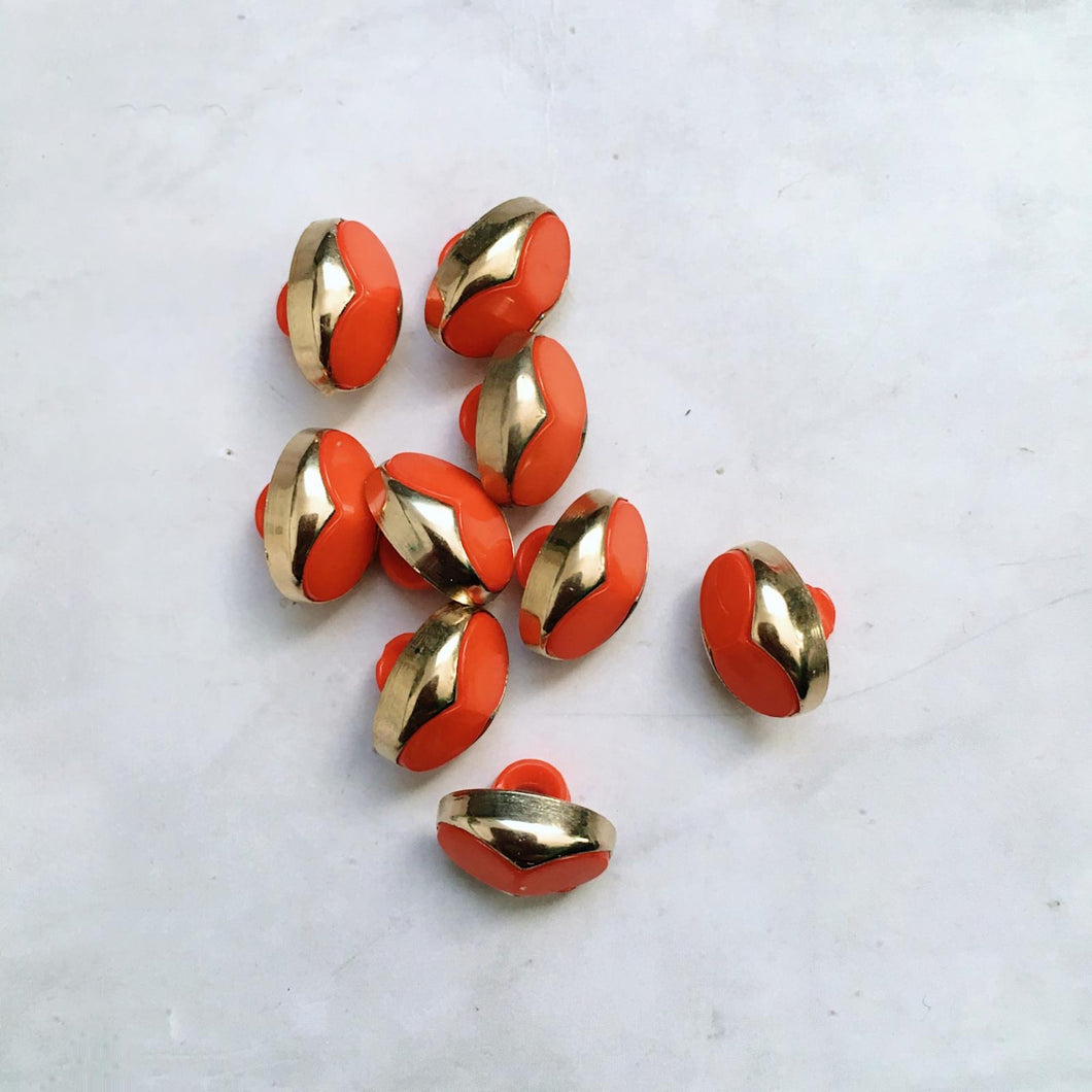 LOT DE 12 BOUTONS ORANGE 11MM