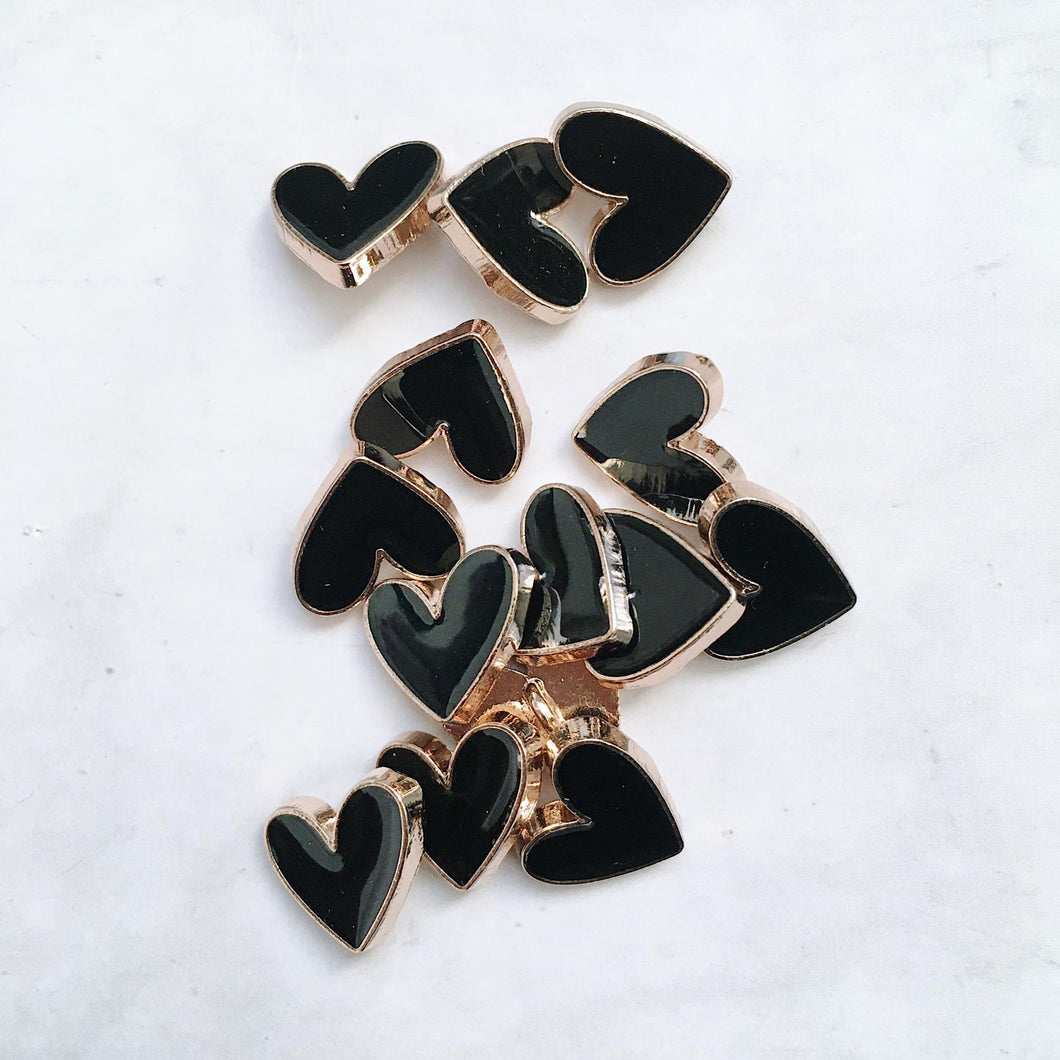 LOT DE 10 BOUTONS COEUR 12MM